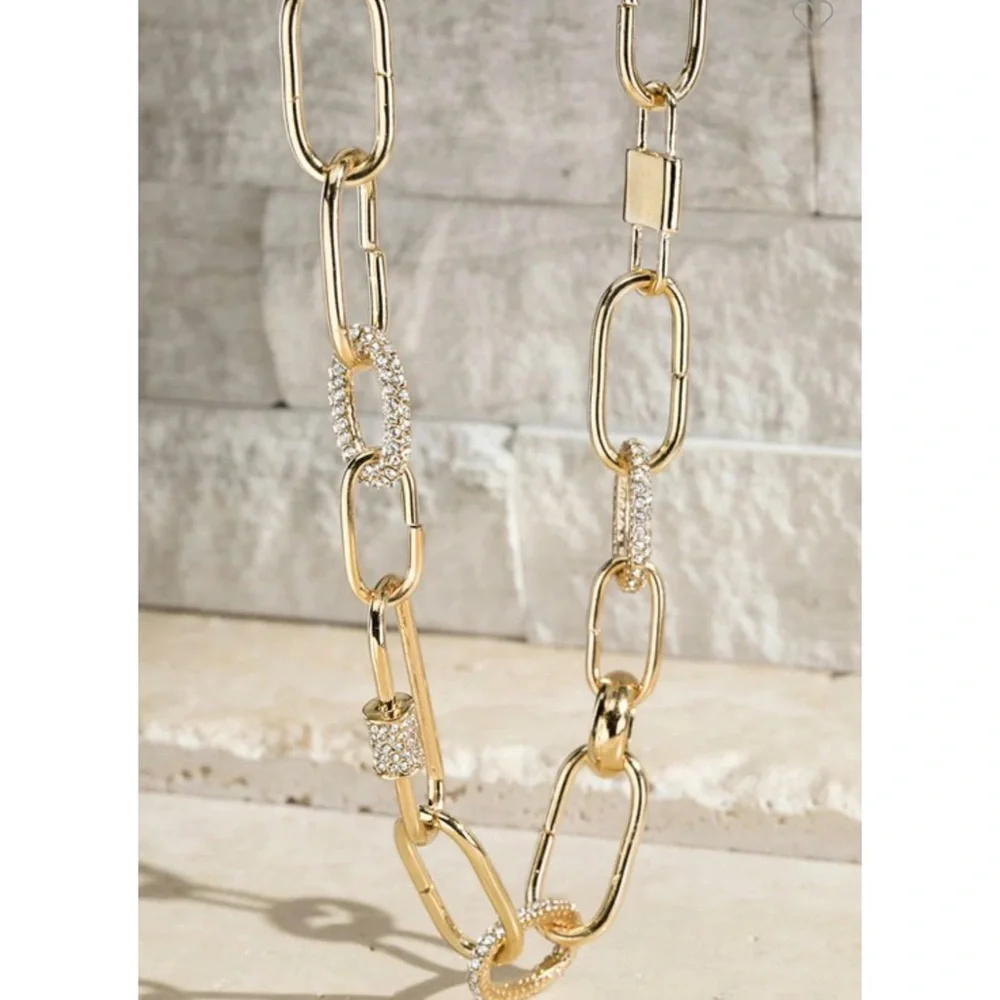 •Locked & Lit•Gold Chain Link Choker Necklace - Picture 2 of 3